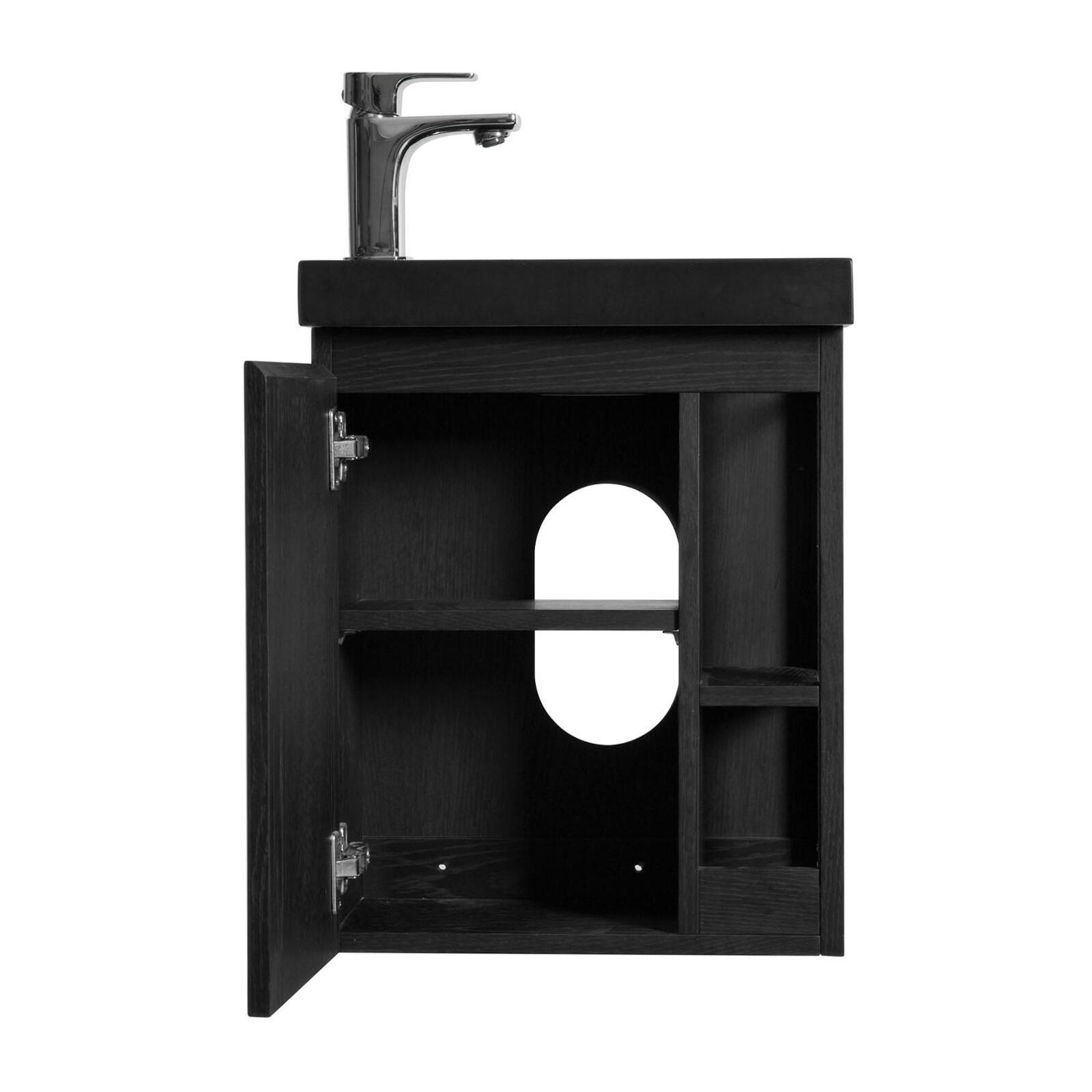 Ensemble meuble lave-mains blanc vasque noire HAMPTON avec miroir Ensemble meuble lave-mains blanc vasque noire HAMPTON avec miroir
