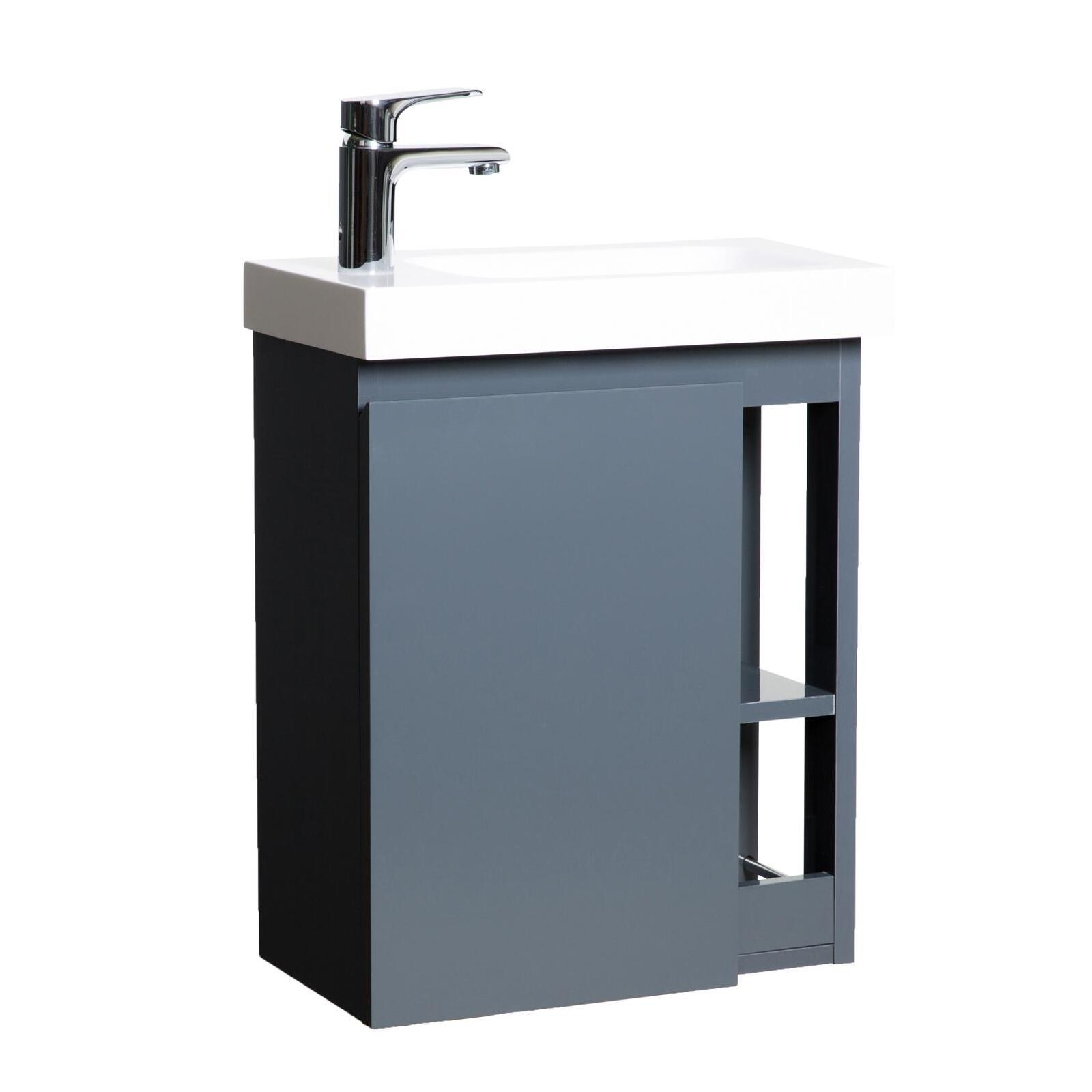 Ensemble lave-mains avec rangement latéral avec robinet chromé Ensemble lave-mains avec rangement latéral avec robinet chromé