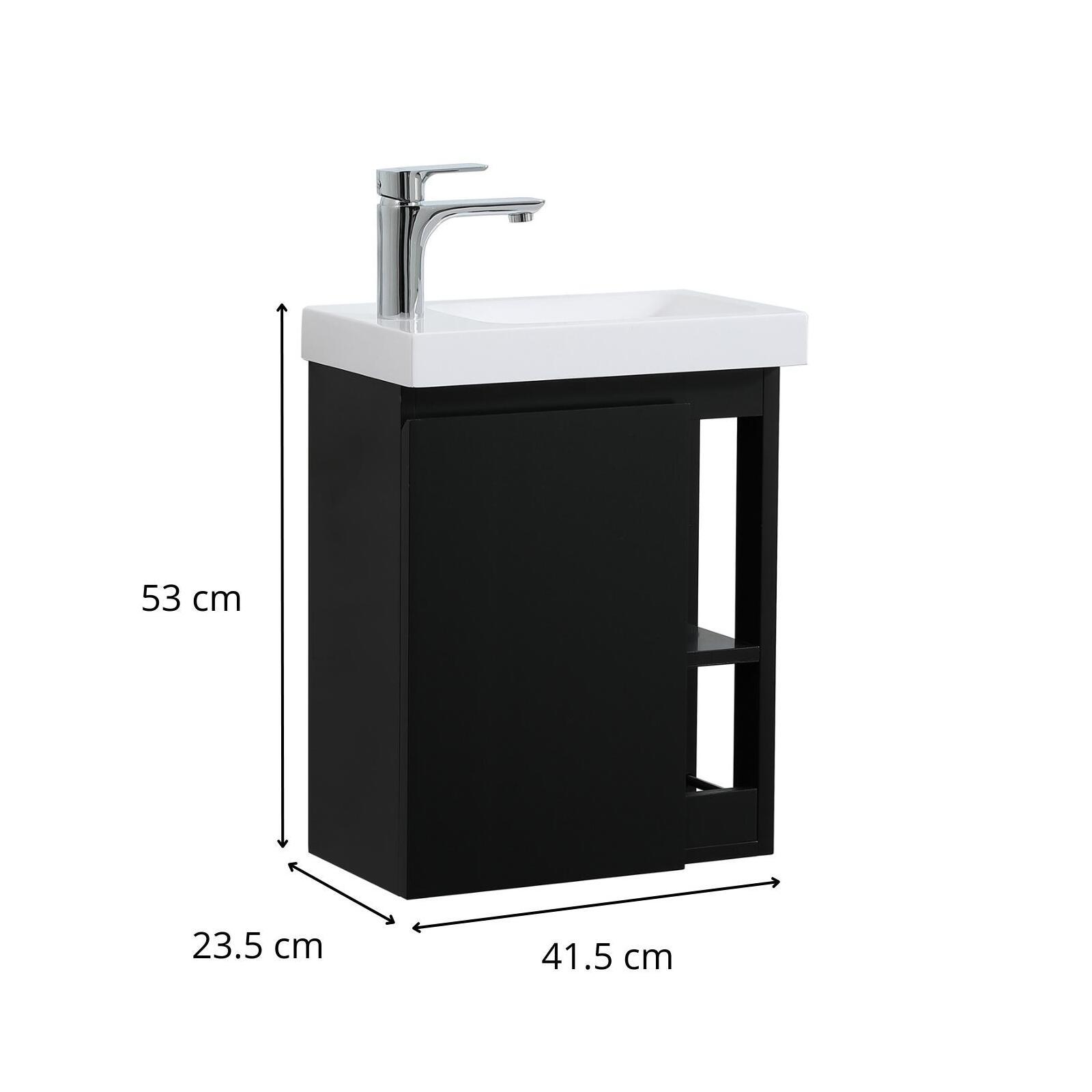 Ensemble lave-mains avec rangement latéral avec robinet chromé Ensemble lave-mains avec rangement latéral avec robinet chromé