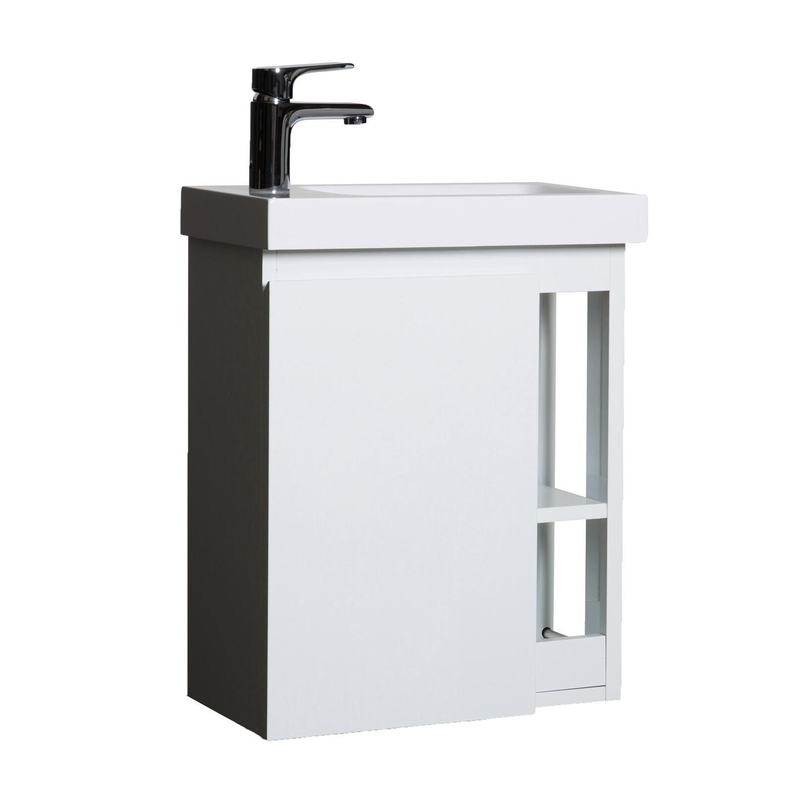 Ensemble lave-mains avec rangement latéral avec robinet chromé Ensemble lave-mains avec rangement latéral avec robinet chromé