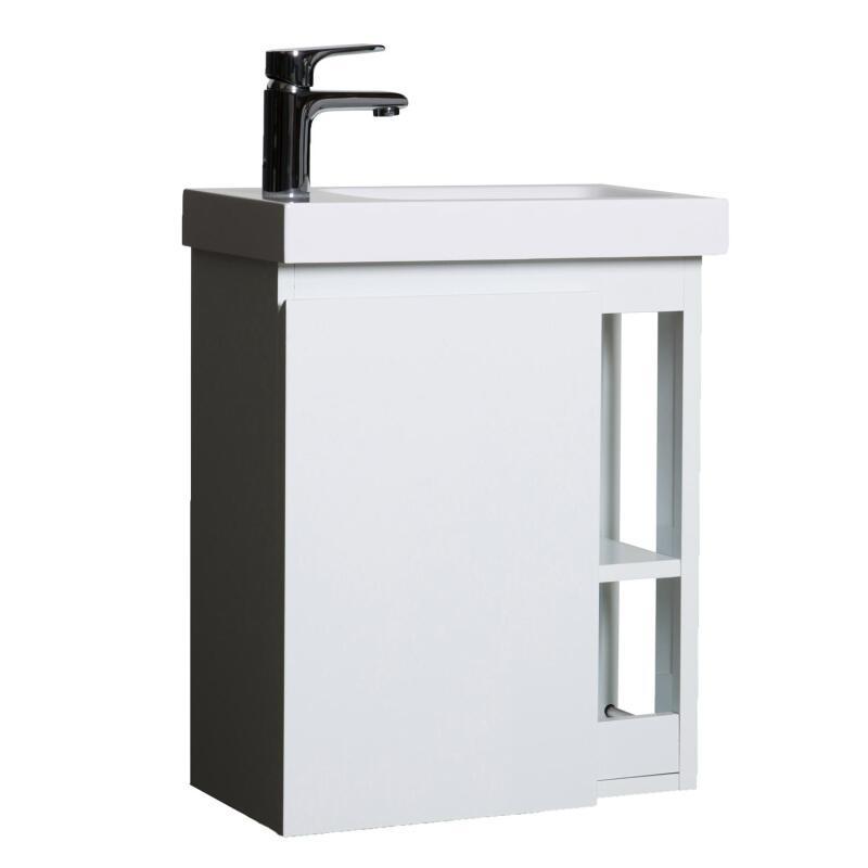 Ensemble lave-mains avec rangement latéral avec robinet chromé