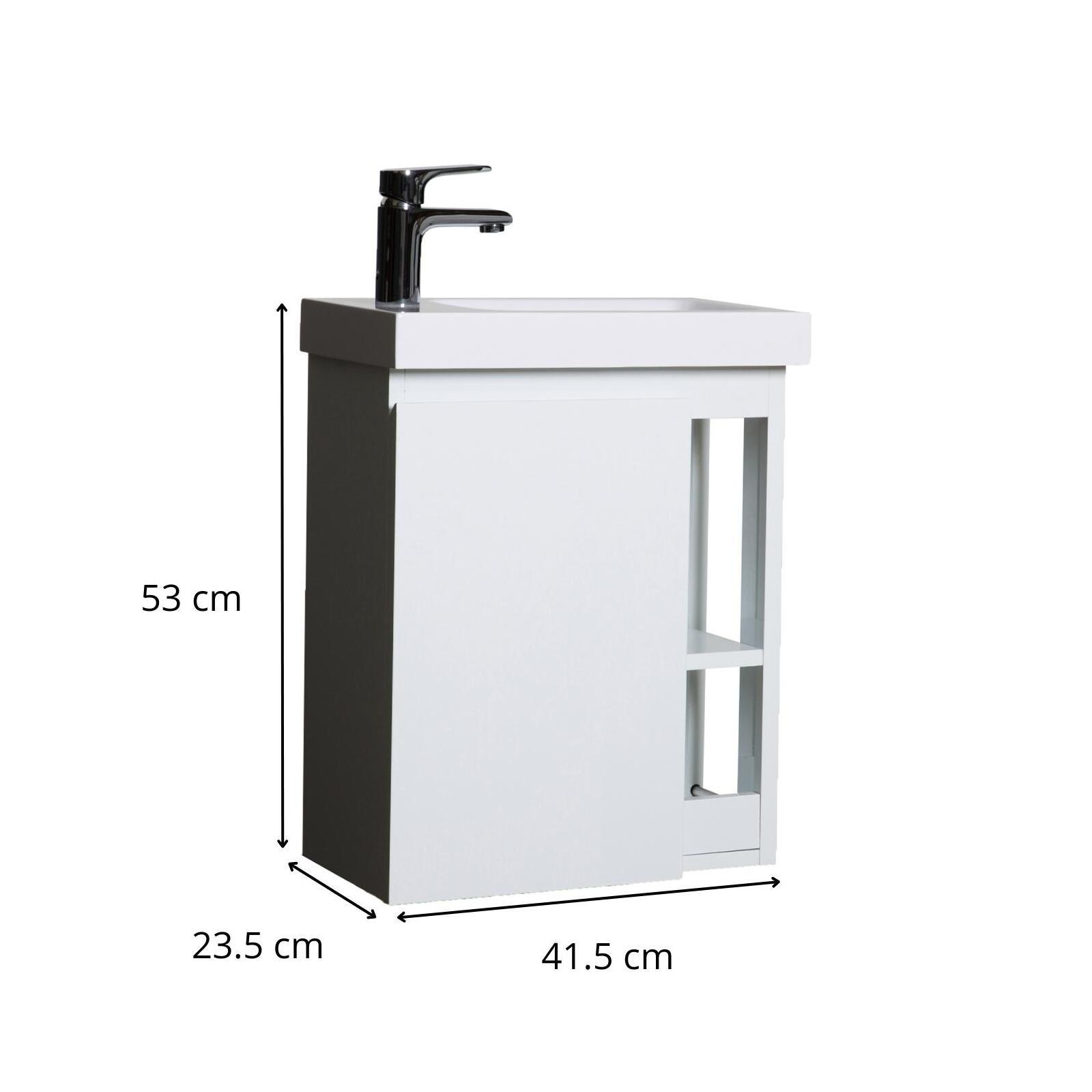 Ensemble lave-mains avec rangement latéral avec robinet chromé Ensemble lave-mains avec rangement latéral avec robinet chromé