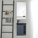 Ensemble lave-mains avec rangement latéral, robinet noir et miroir tablette