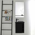 Ensemble lave-mains avec rangement latéral, robinet noir et miroir tablette