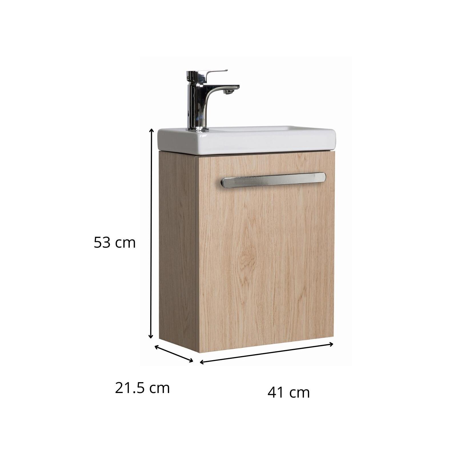 Meuble lave-mains décor chêne vasque noire NEVADA