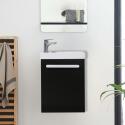 Meuble lave-mains décor chêne vasque noire NEVADA