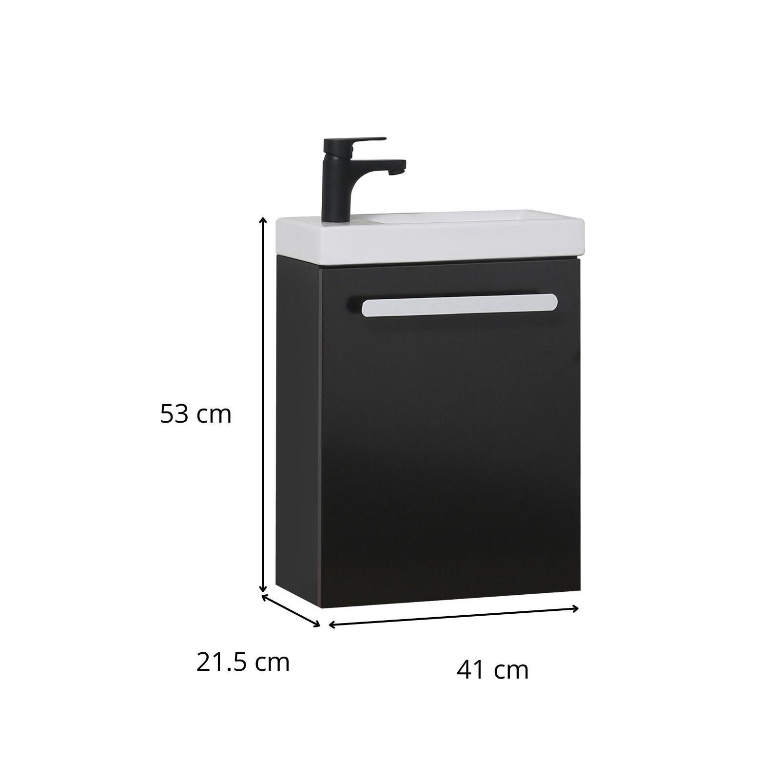 Ensemble meuble lave-mains noir carbone NEVADA avec robinet noir