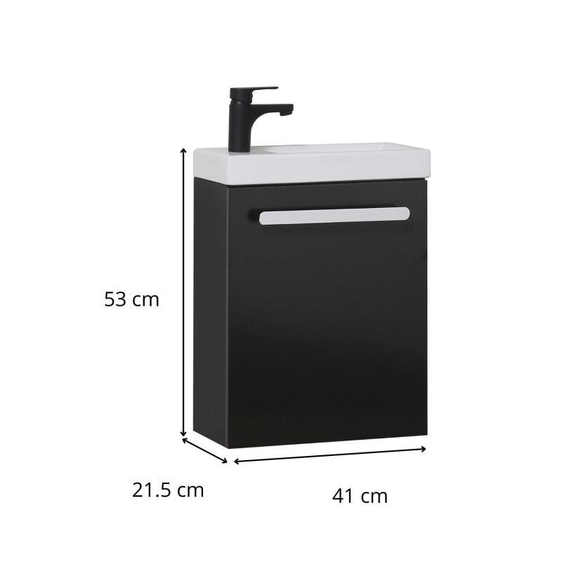 Ensemble meuble lave-mains noir carbone NEVADA avec robinet noir