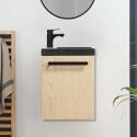Ensemble meuble lave-mains noir carbone NEVADA avec robinet noir