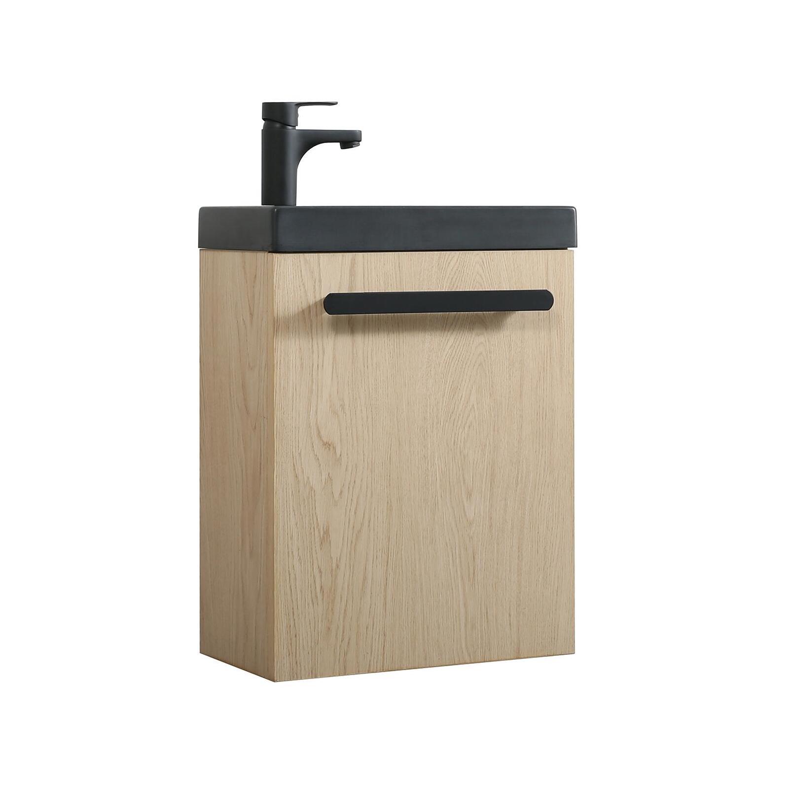 Ensemble meuble lave-mains noir carbone NEVADA avec robinet noir