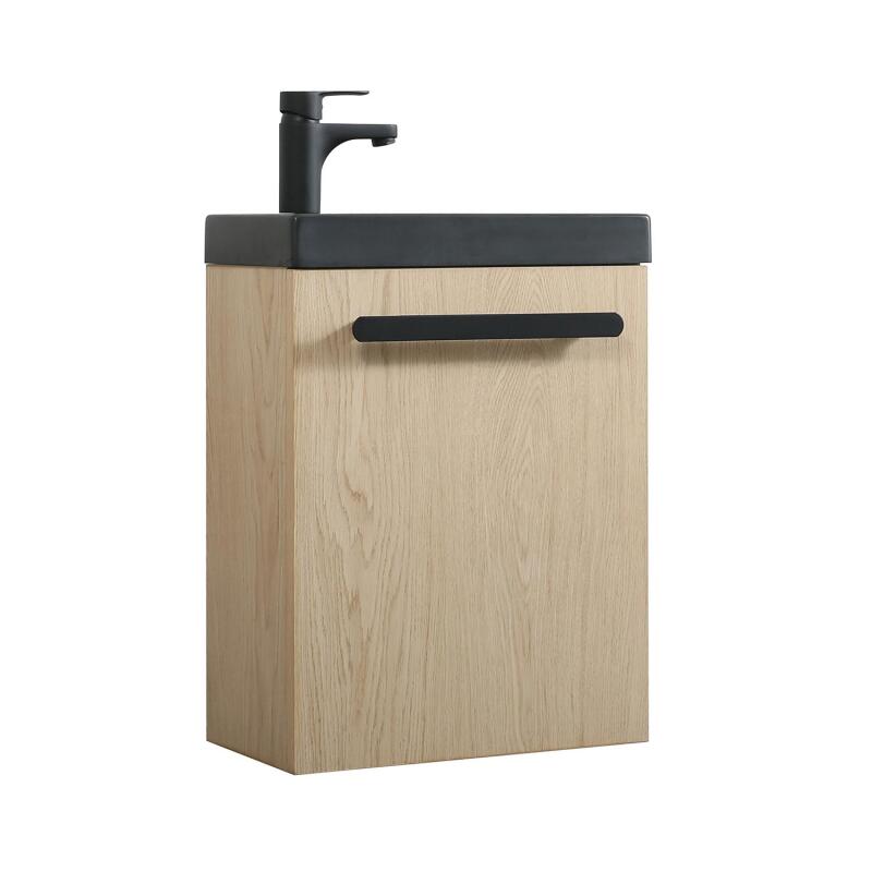 Ensemble meuble lave-mains noir carbone NEVADA avec robinet noir