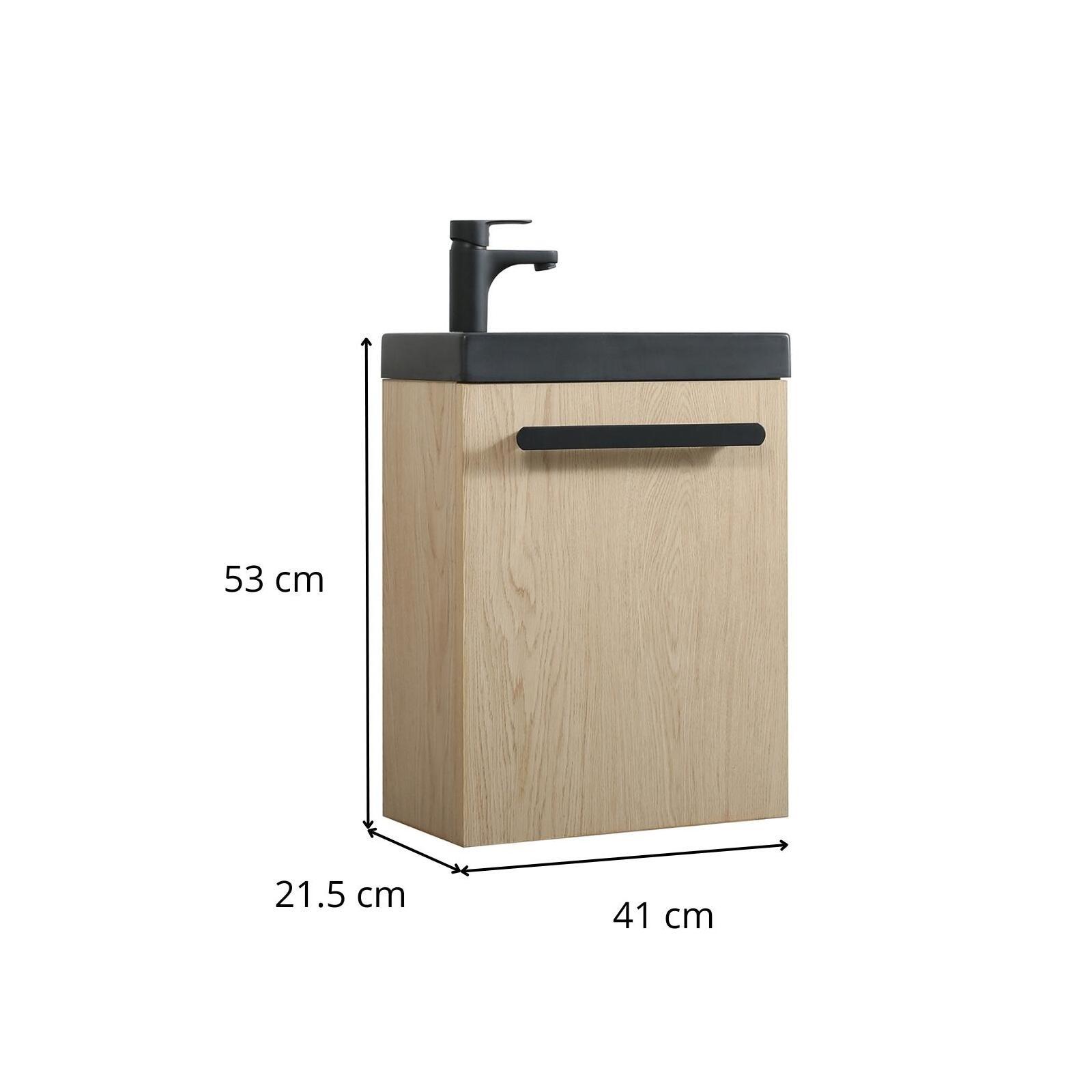 Ensemble meuble lave-mains noir carbone NEVADA avec robinet noir