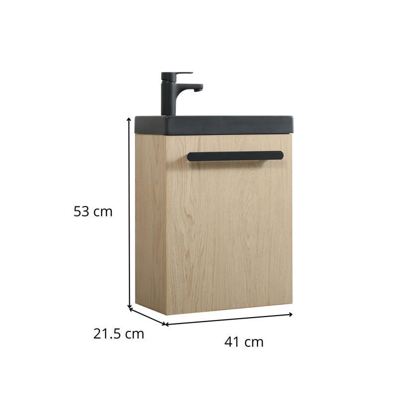 Ensemble meuble lave-mains noir carbone NEVADA avec robinet noir