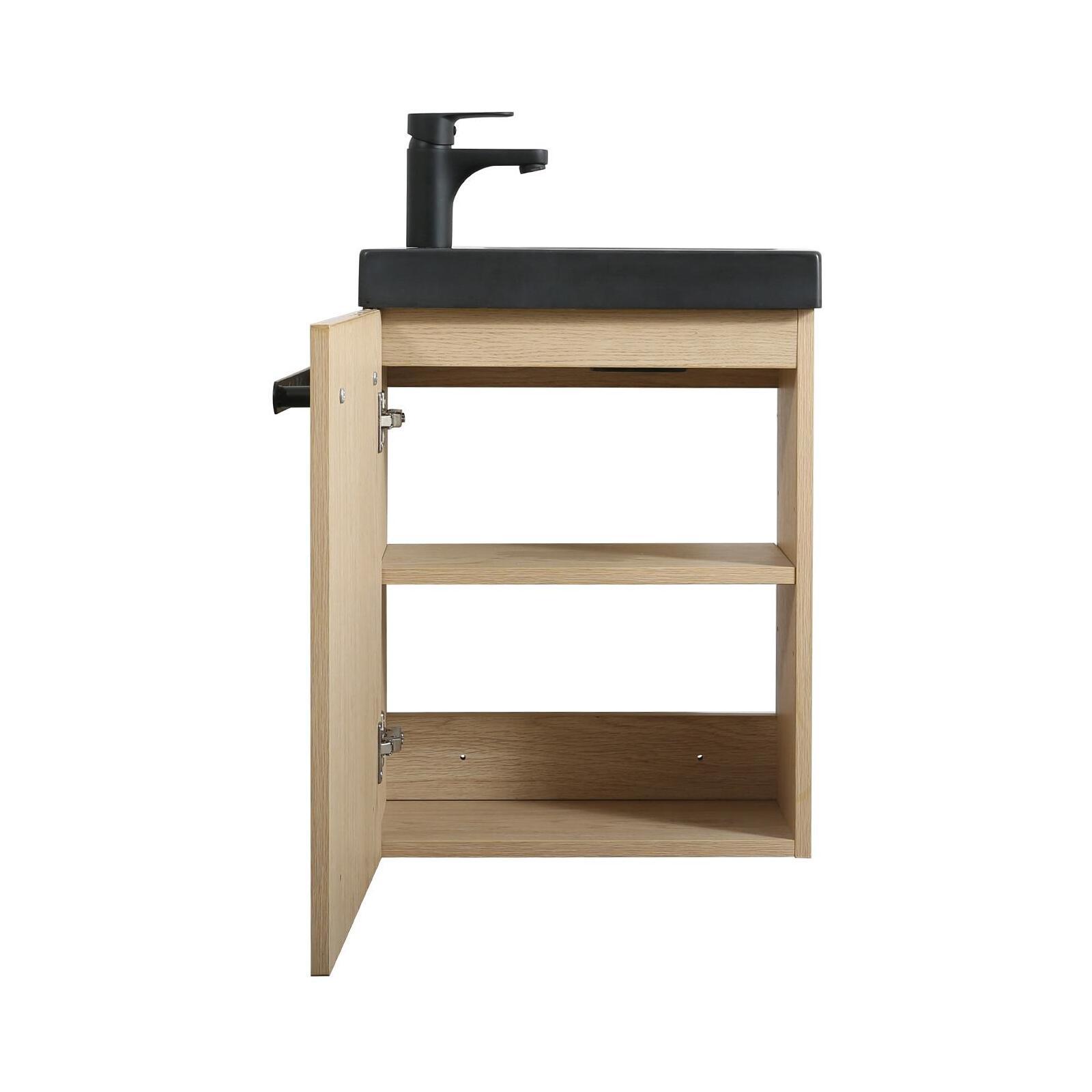 Ensemble meuble lave-mains noir carbone NEVADA avec robinet noir