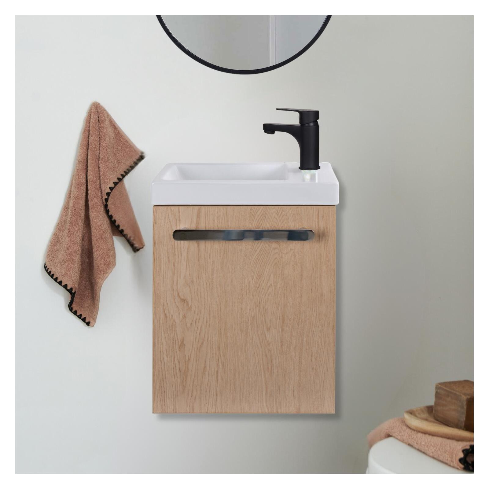 Ensemble meuble lave-mains noir carbone NEVADA avec robinet noir