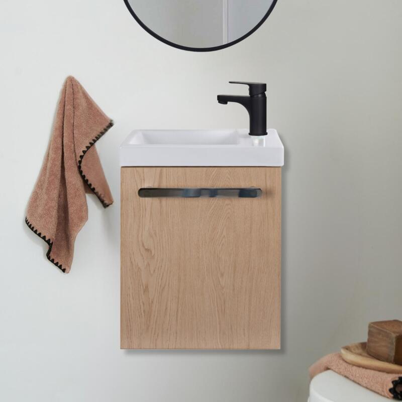 Ensemble meuble lave-mains noir carbone NEVADA avec robinet noir