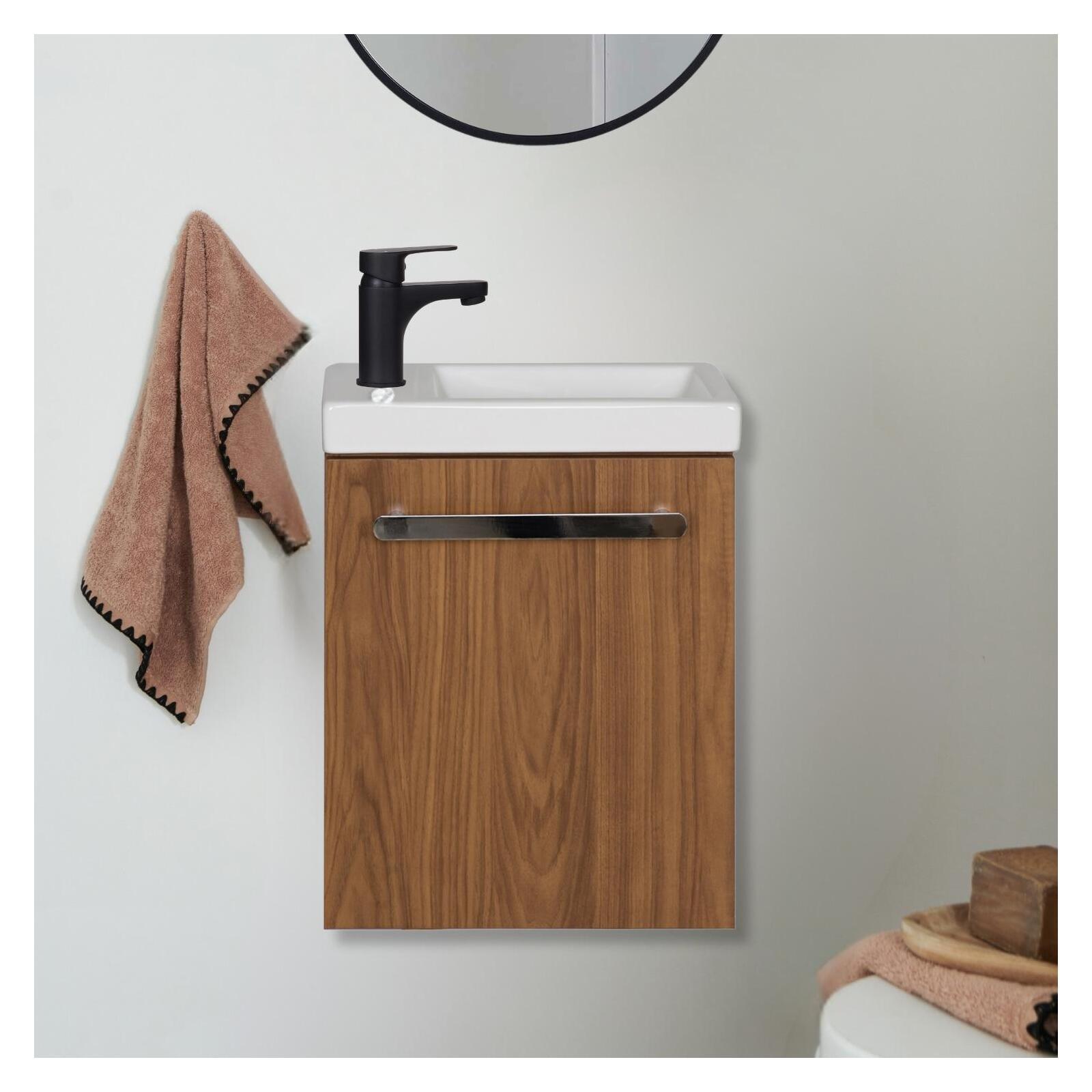 Ensemble meuble lave-mains noir carbone NEVADA avec robinet noir