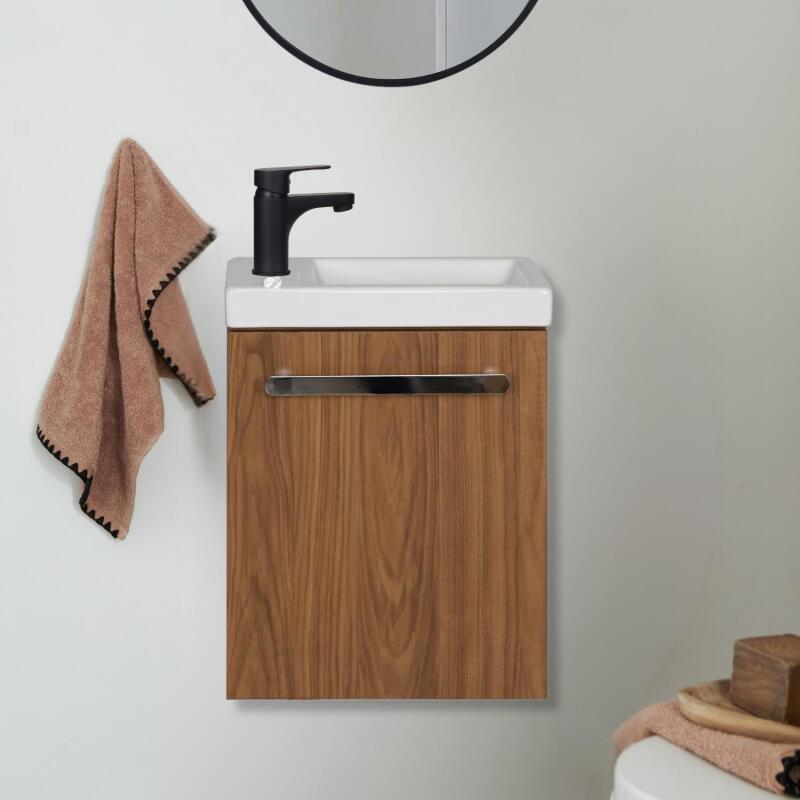 Ensemble meuble lave-mains noir carbone NEVADA avec robinet noir
