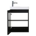 Ensemble meuble lave-mains décor chêne vasque noire NEVADA avec robinet chromé