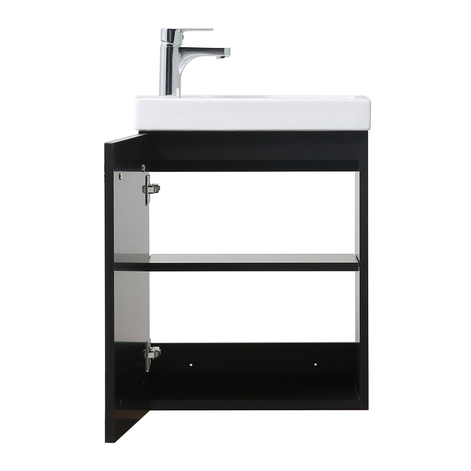 Ensemble meuble lave-mains décor chêne vasque noire NEVADA avec robinet chromé