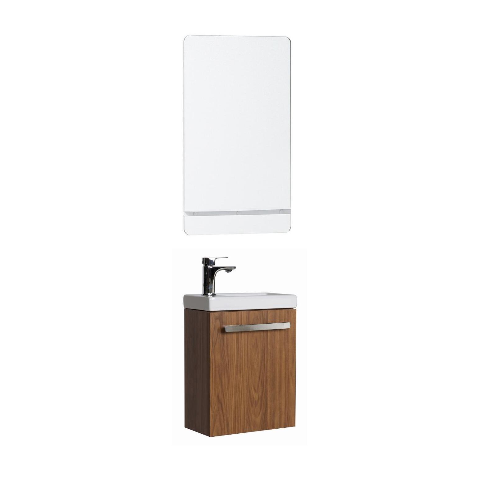 Ensemble meuble lave-mains décor chêne NEVADA avec miroir Ensemble meuble lave-mains décor chêne NEVADA avec miroir