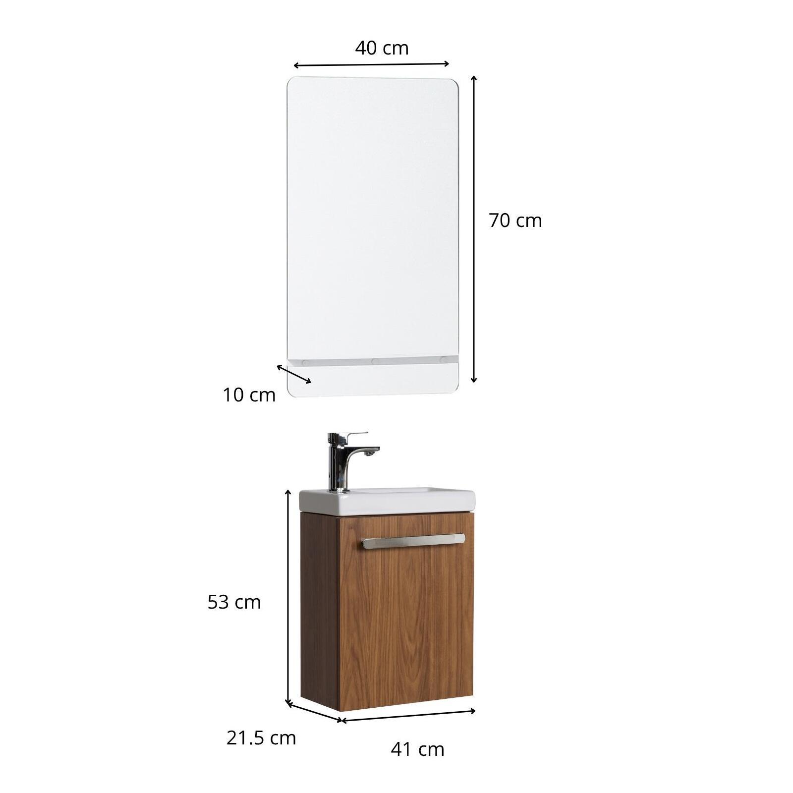 Ensemble meuble lave-mains décor chêne NEVADA avec miroir Ensemble meuble lave-mains décor chêne NEVADA avec miroir