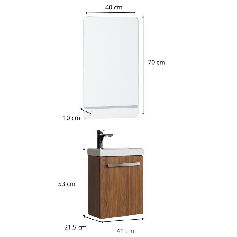 Ensemble meuble lave-mains décor chêne NEVADA avec miroir
