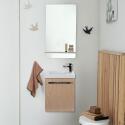 Ensemble meuble lave-mains noir carbone NEVADA + miroir + robinet chromé