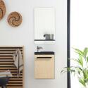 Ensemble meuble lave-mains noir carbone NEVADA + miroir + robinet chromé