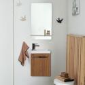 Ensemble meuble lave-mains noir carbone NEVADA + miroir + robinet chromé