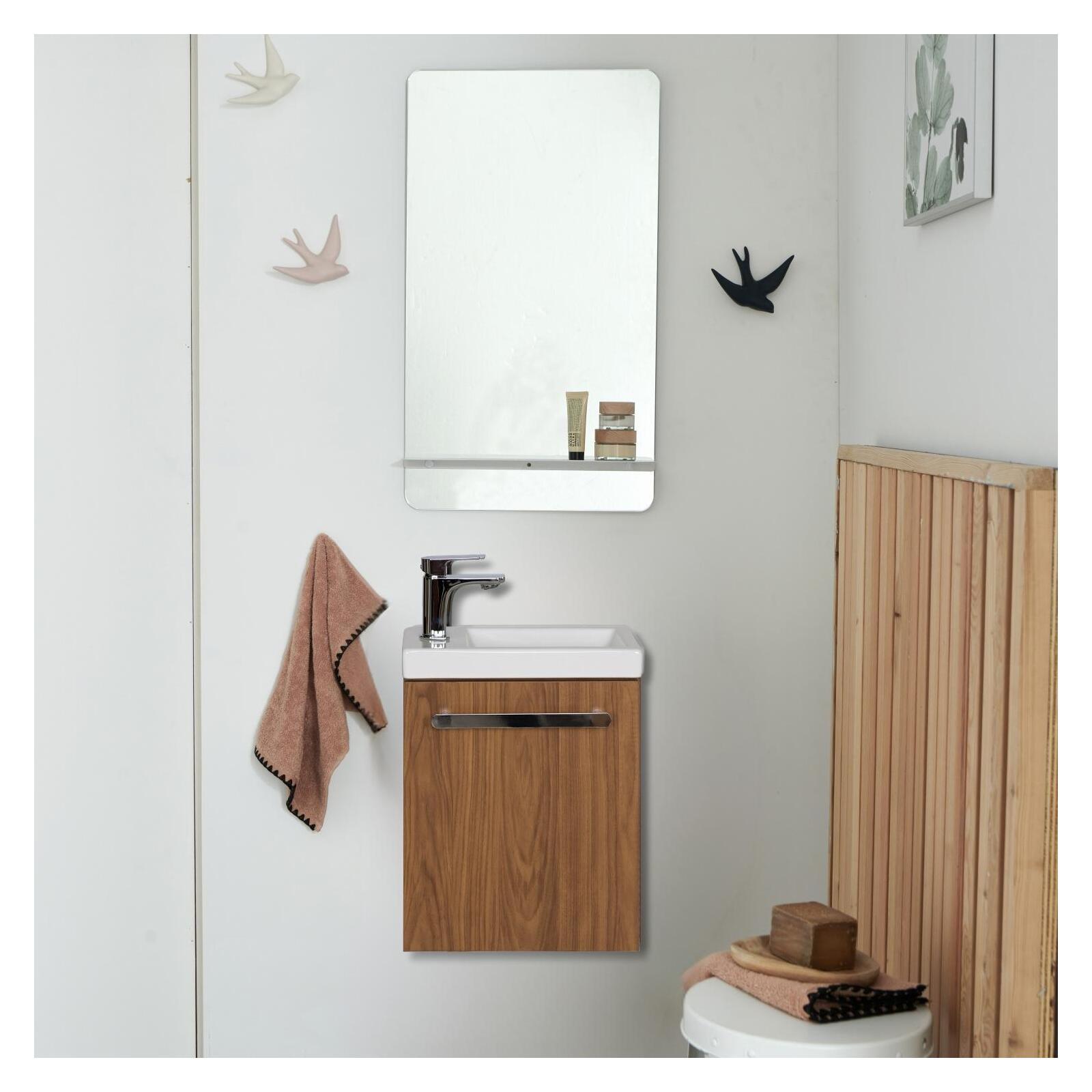 Ensemble meuble lave-mains noir carbone NEVADA + miroir + robinet chromé