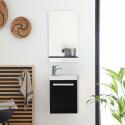 Ensemble meuble lave-mains noir carbone NEVADA + miroir + robinet chromé