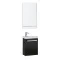 Ensemble meuble lave-mains noir carbone NEVADA + miroir + robinet chromé