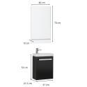 Ensemble meuble lave-mains noir carbone NEVADA + miroir + robinet chromé