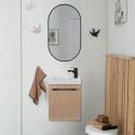 Ensemble lave-mains suspendu avec poignée métal et miroir ovale noir