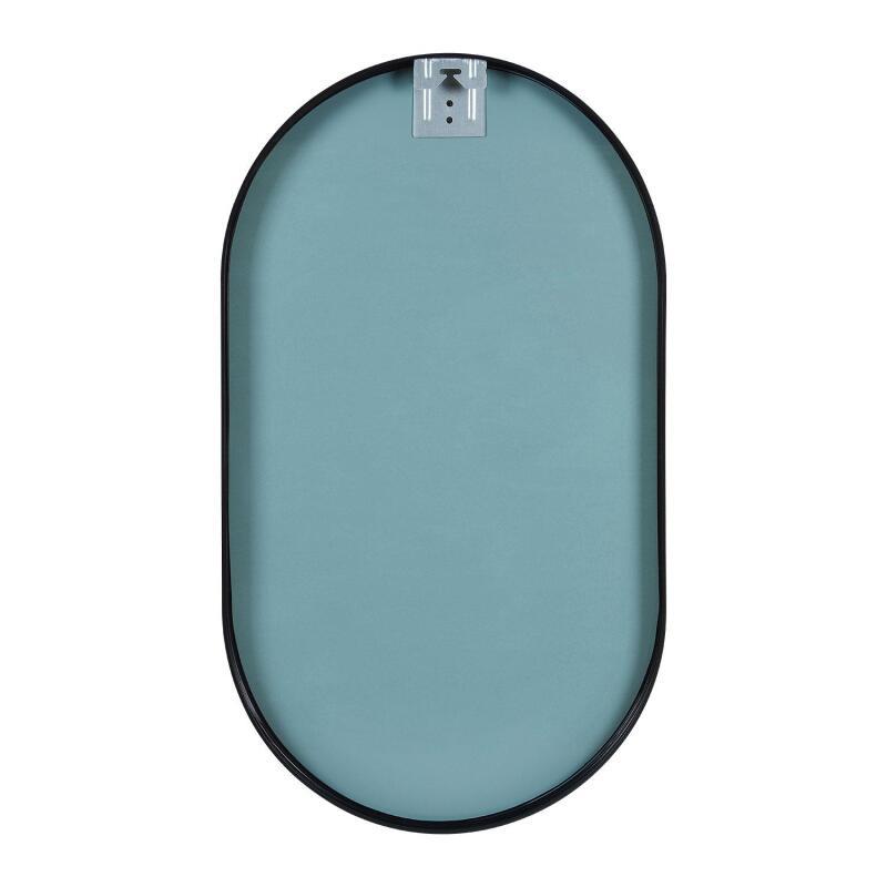 Ensemble lave-mains suspendu avec poignée métal, robinet noir et miroir ovale noir