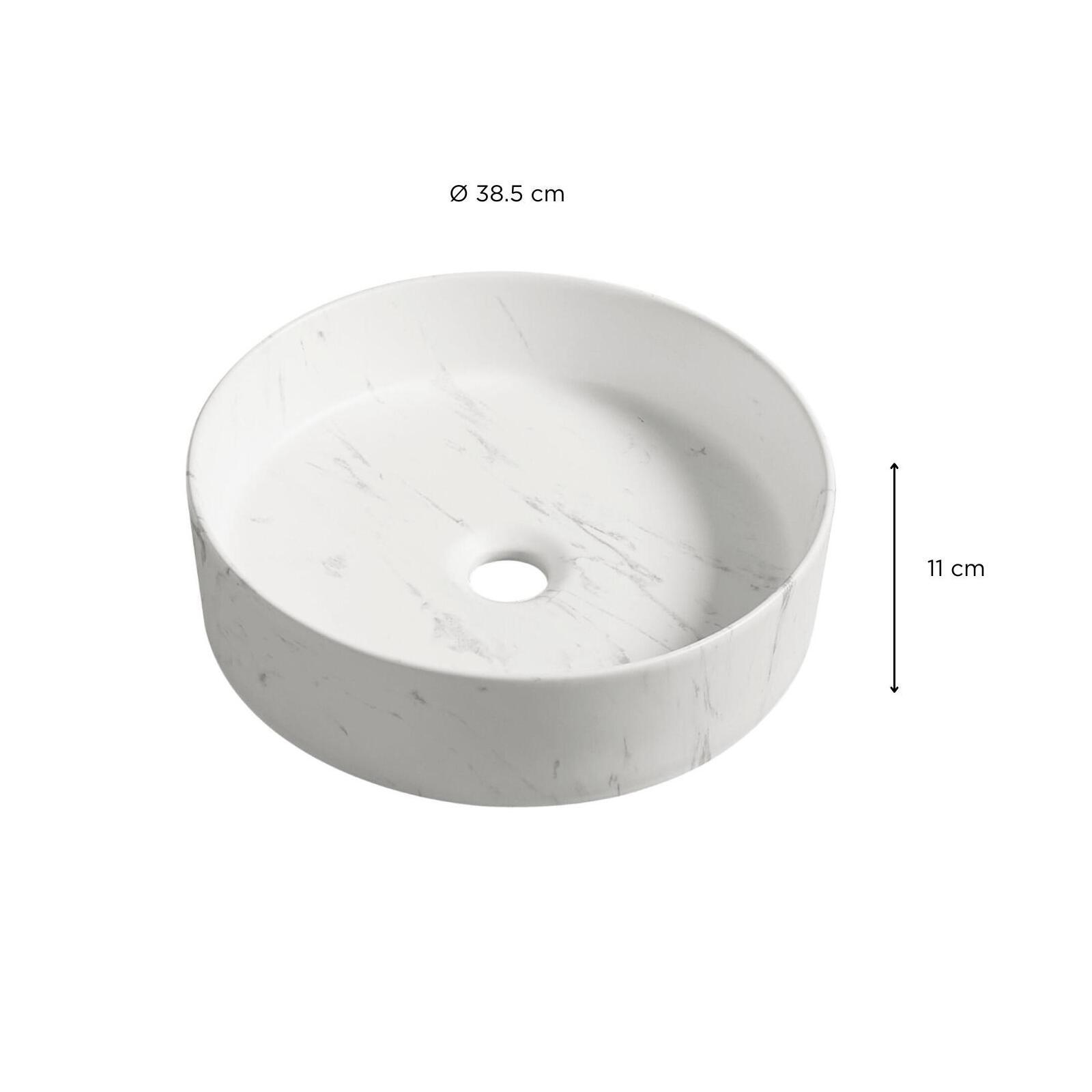Vasque à poser ronde en céramique effet marbre D38.5cm Vasque à poser ronde en céramique effet marbre D38.5cm