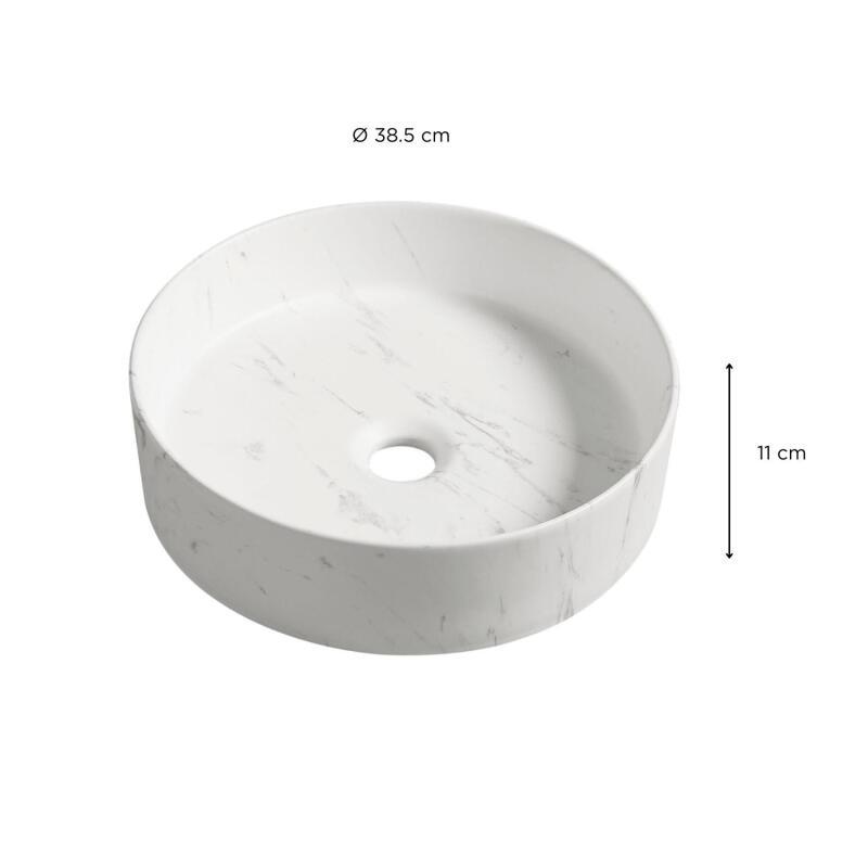 Vasque à poser ronde en céramique effet marbre D38.5cm