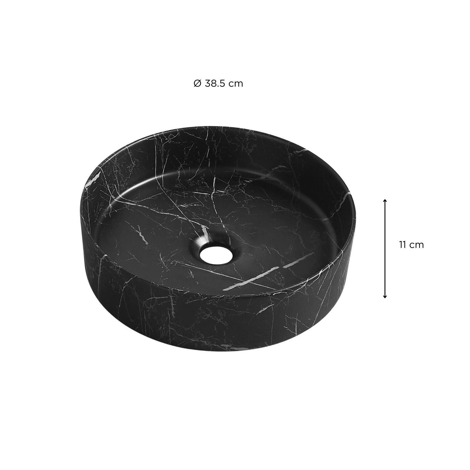 Vasque à poser ronde en céramique effet marbre D38.5cm Vasque à poser ronde en céramique effet marbre D38.5cm