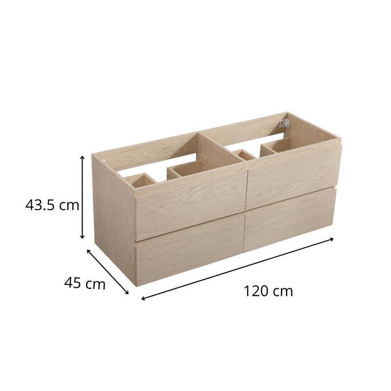 Meuble double vasque décor chêne  120cm