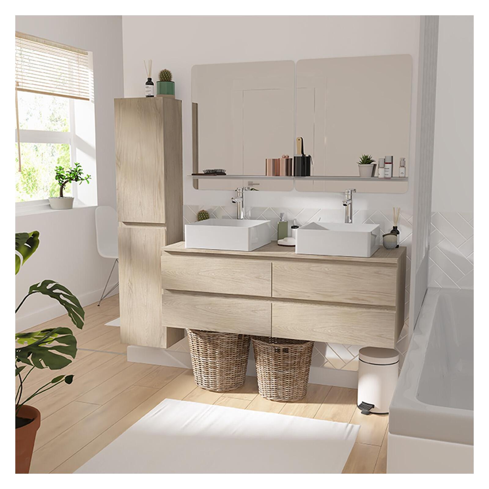 Meuble double vasque décor chêne  120cm