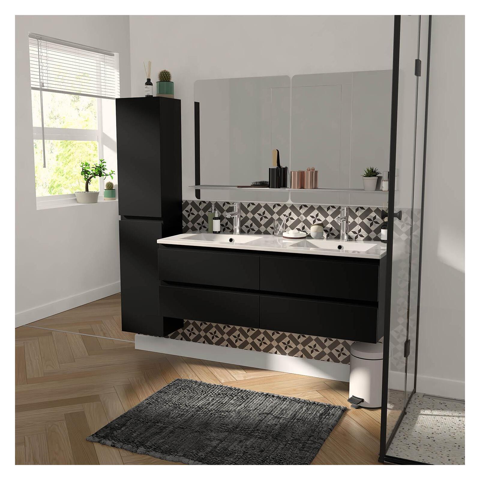 Meuble double vasque décor chêne  120cm