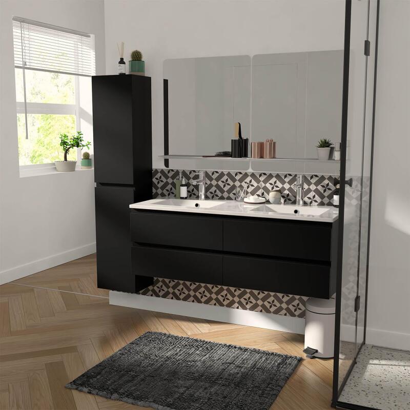 Meuble double vasque décor chêne  120cm