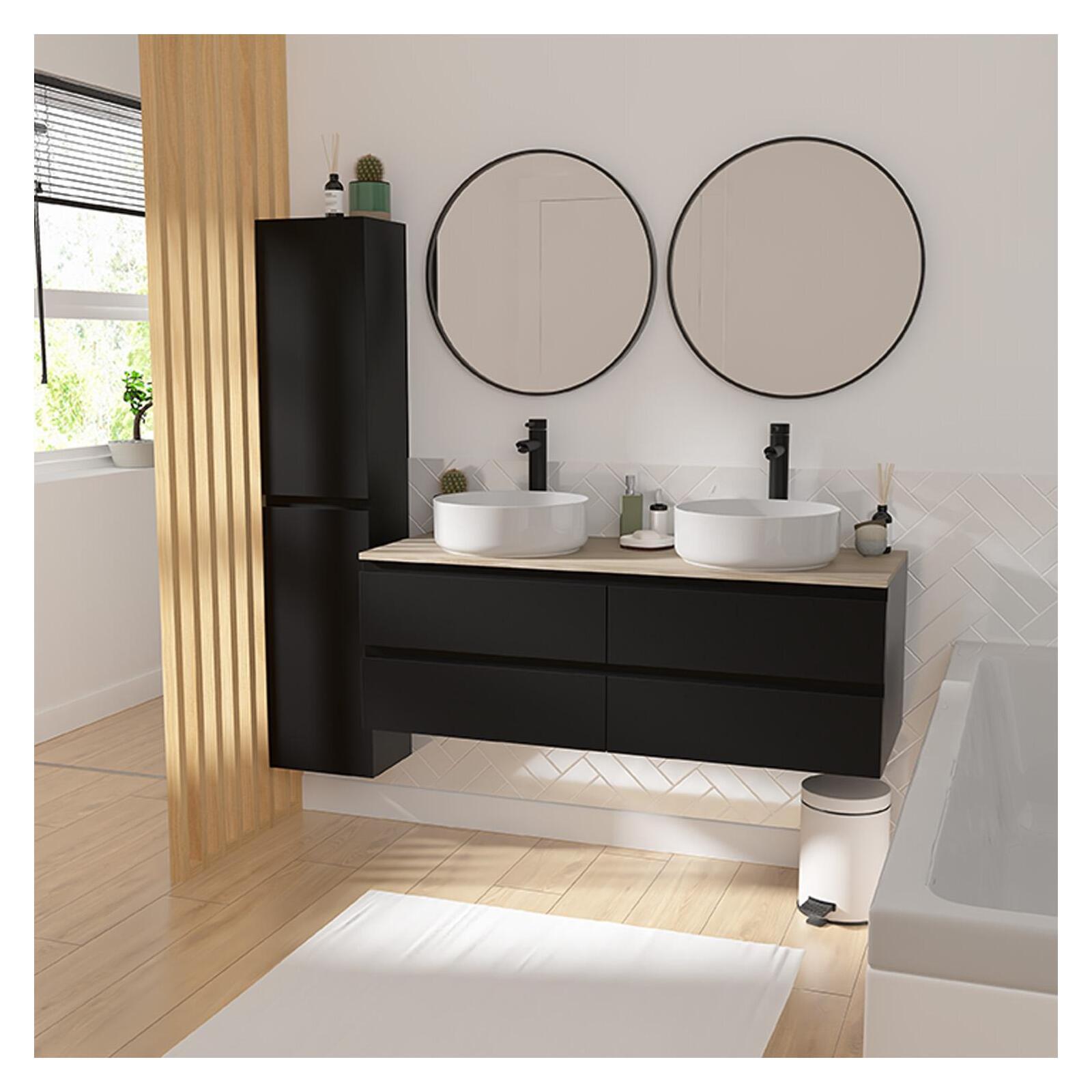 Meuble double vasque décor chêne  120cm