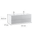 Meuble double vasque blanc  120cm  + plan double vasque
