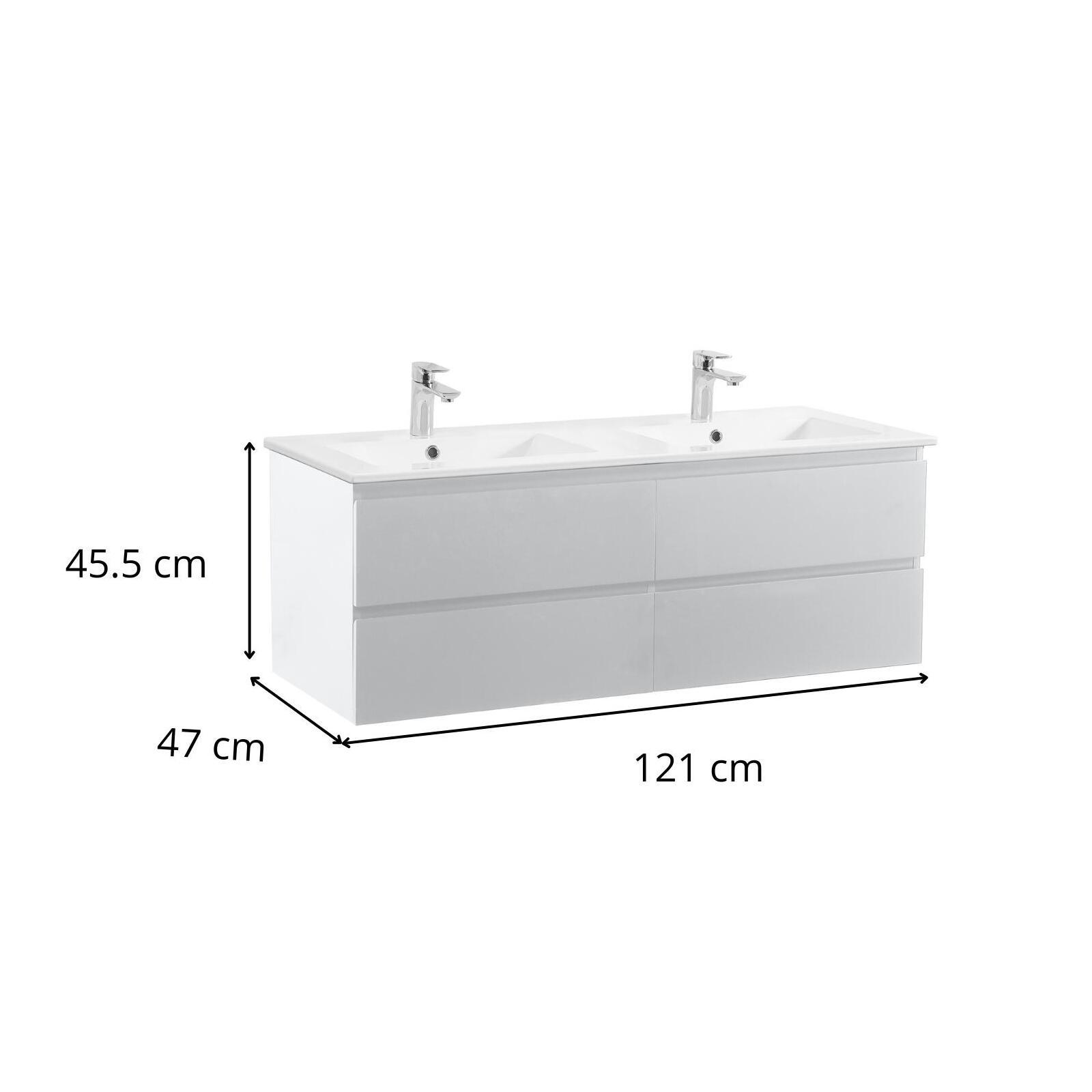 Meuble double vasque blanc  120cm  + plan double vasque