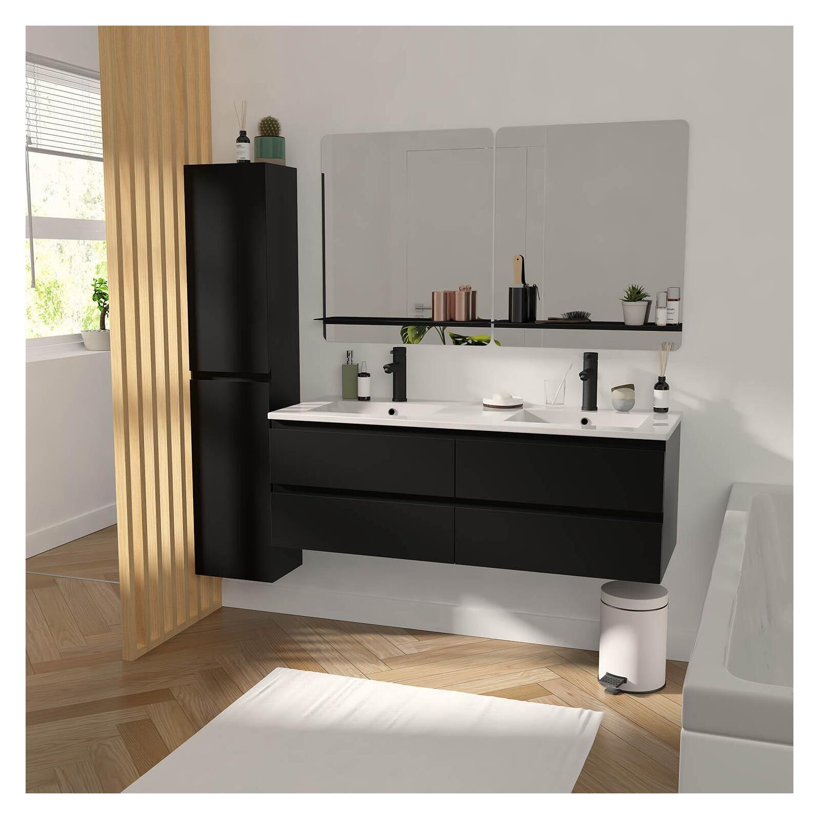 Meuble double vasque blanc  120cm  + plan double vasque