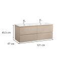 Meuble double vasque blanc  120cm  + plan double vasque