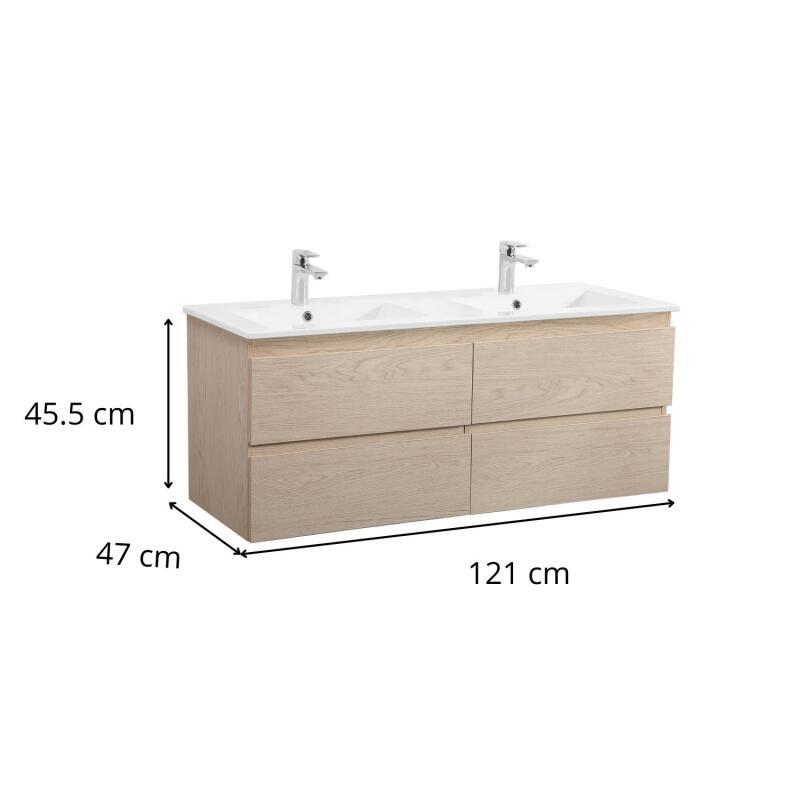 Meuble double vasque blanc  120cm  + plan double vasque