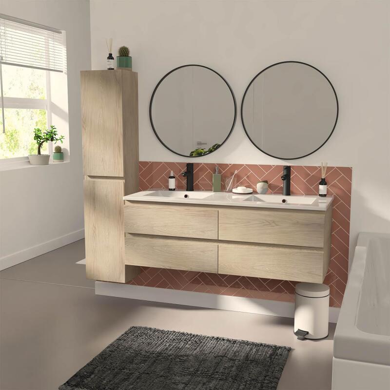 Meuble double vasque blanc  120cm  + plan double vasque